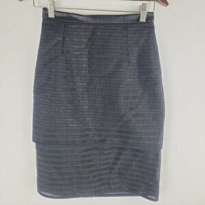 NEW Tibi Tiered Pencil Skirt Black Back 2 Way Zip Size 0